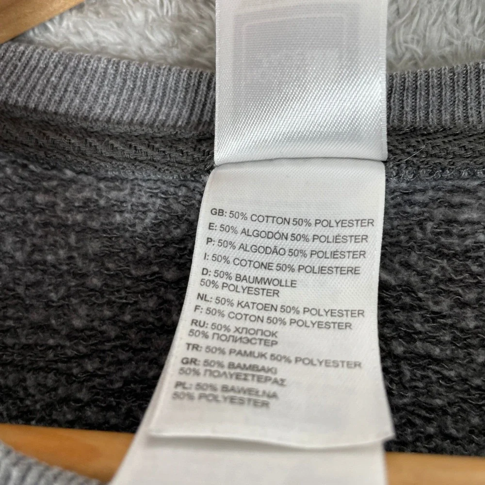 The North Face Sweatshirt Mens Large Gray Yellow Heritage Logo Pullover Fleece